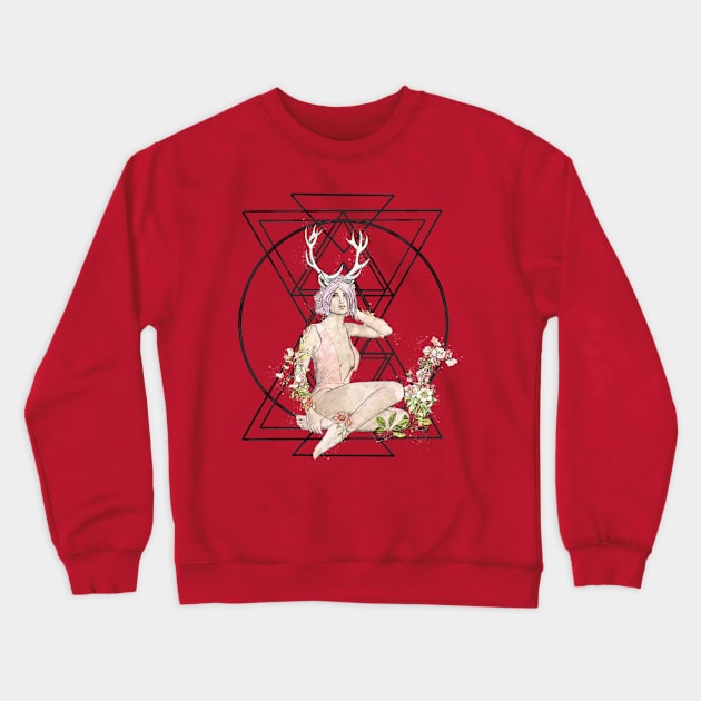 Deer Girl Crewneck Sweatshirt by Zanephiri